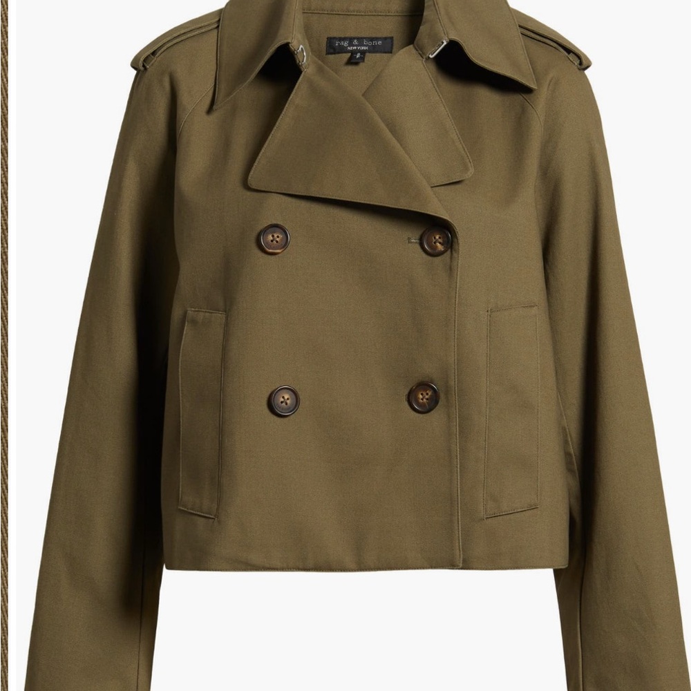 Rag & Bone Army Color Betty Crop Trench Coat - Picture 2 of 5